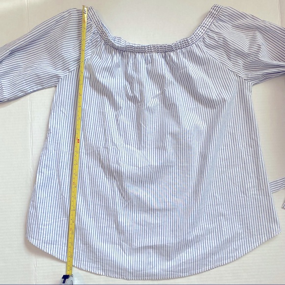 Potters Pot - women’s striped off shoulder top with tie at wrist. Size medium - Picture 11 of 11
